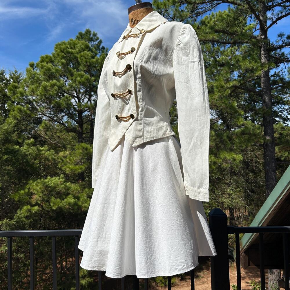 Vintage 40s Puff Sleeve Military Majorette Show Girl Circle Skirt Uniform XXS